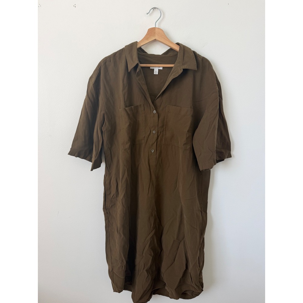 Nordstrom Women's Shirt Dress – Dark‎ Green/Brown – Size Large